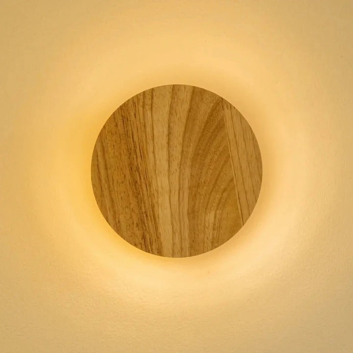 Wood Wall Lamp With Integrated LED And Cordless Power