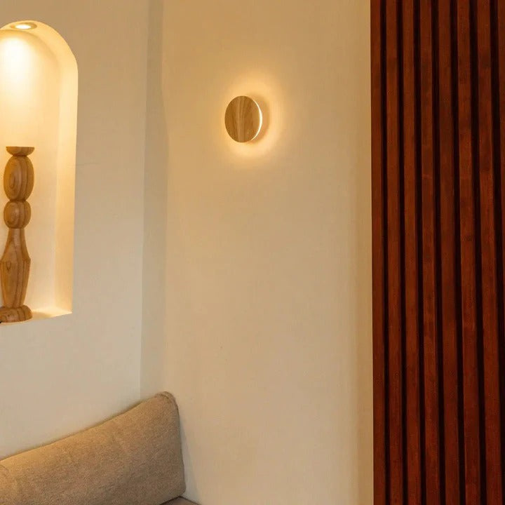 Wood Wall Lamp With Integrated LED And Cordless Power
