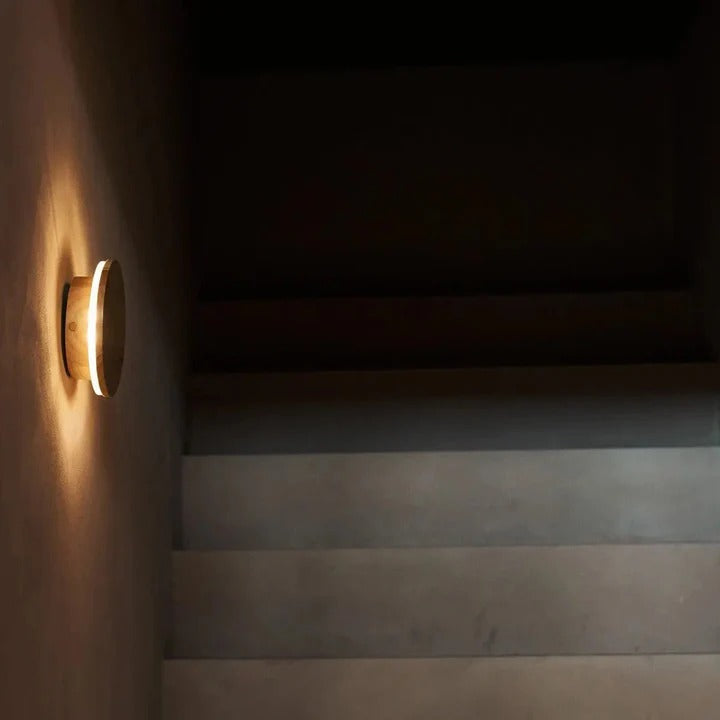 Wood Wall Lamp With Integrated LED And Cordless Power