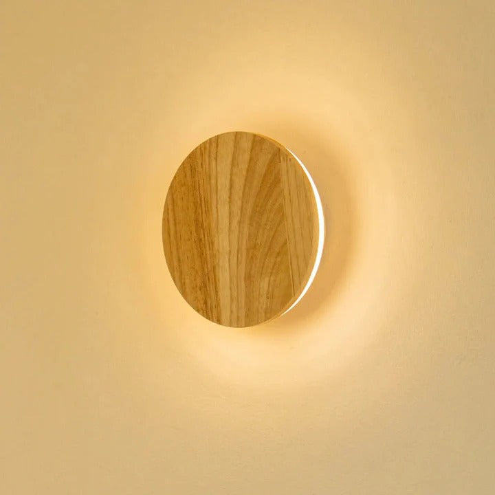 Wood Wall Lamp With Integrated LED And Cordless Power