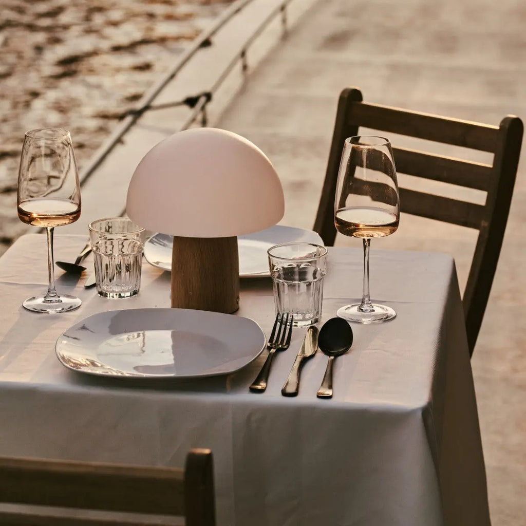 Wooden Table Lamp With Wireless LED And Adjustable Brightness