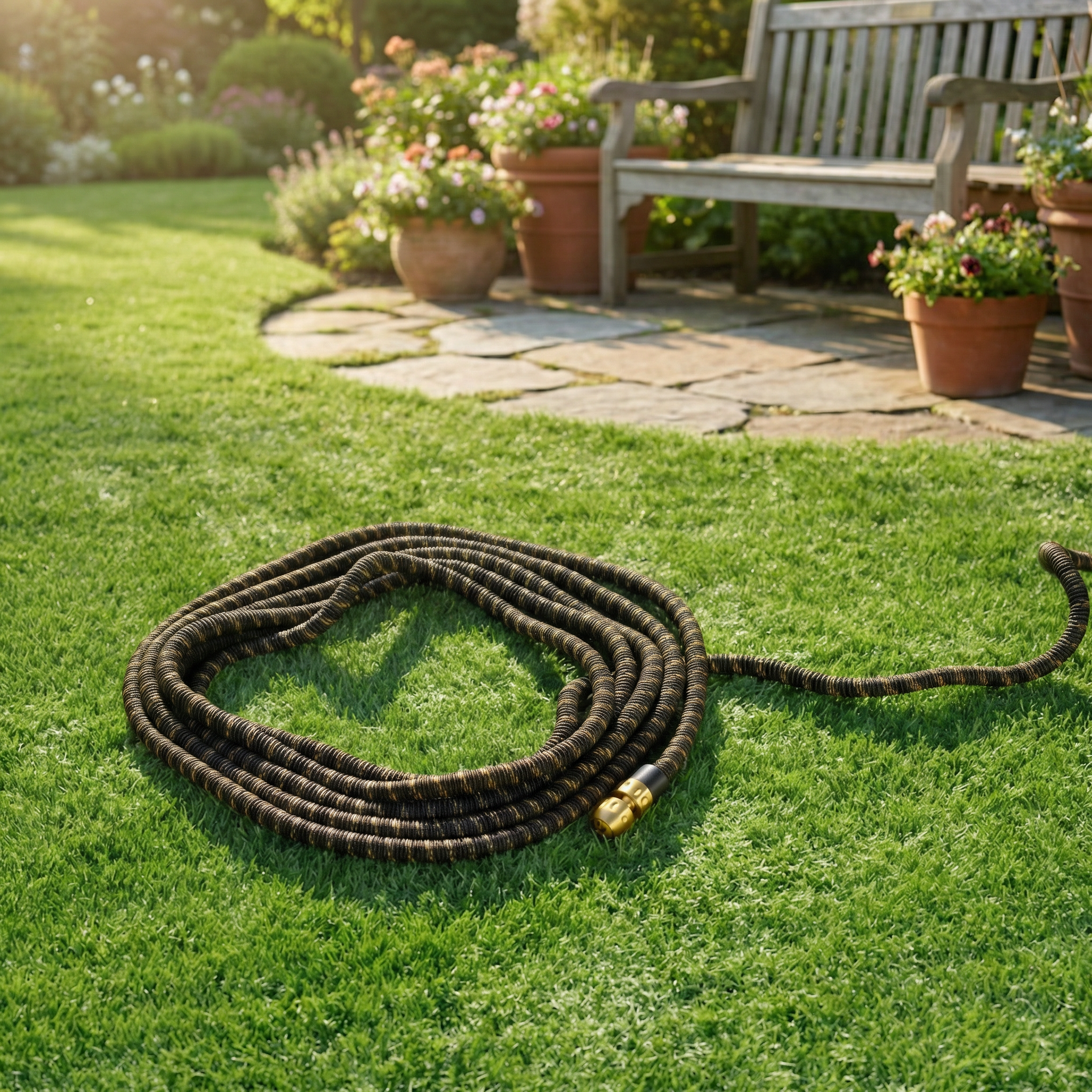 100ft Expanding Garden Hose Copper Bullet Latex Pocket Hose, Kink-Free, Lead-Free, Corrosion-Free Fittings