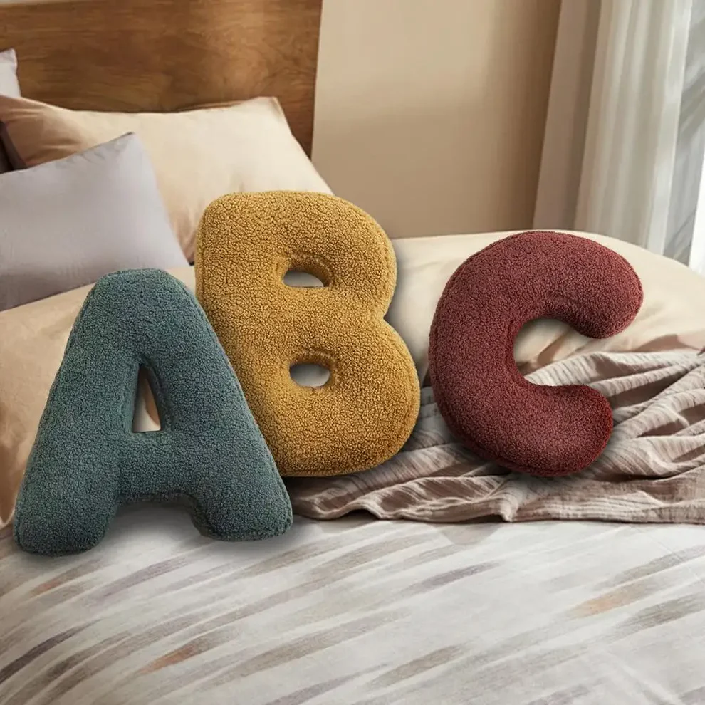 Velvet Alphabet Pillow Letter Shaped Design