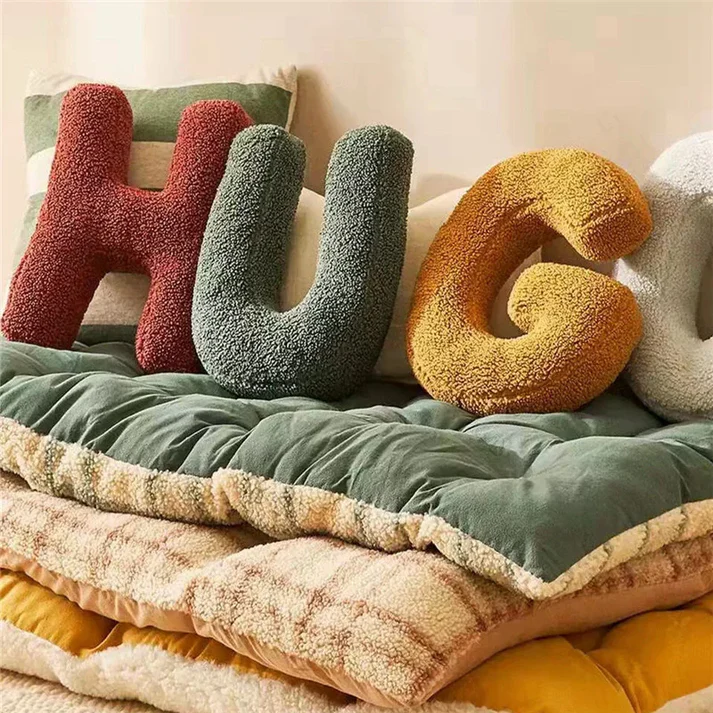 Velvet Alphabet Pillow Letter Shaped Design