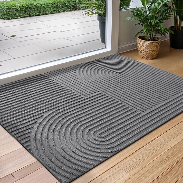 Indoor Outdoor Rubber Door Mat - Non-Slip Water Absorbent Durable Polyester Rug