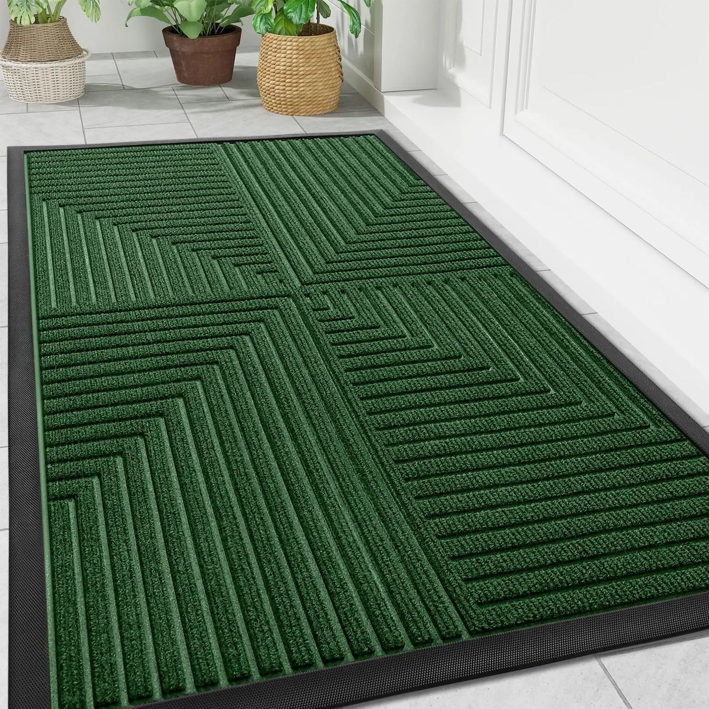 Striped Indoor Outdoor Rug - Oriana Heavy Duty, Non-slip, Dirt Resistant Door Mat