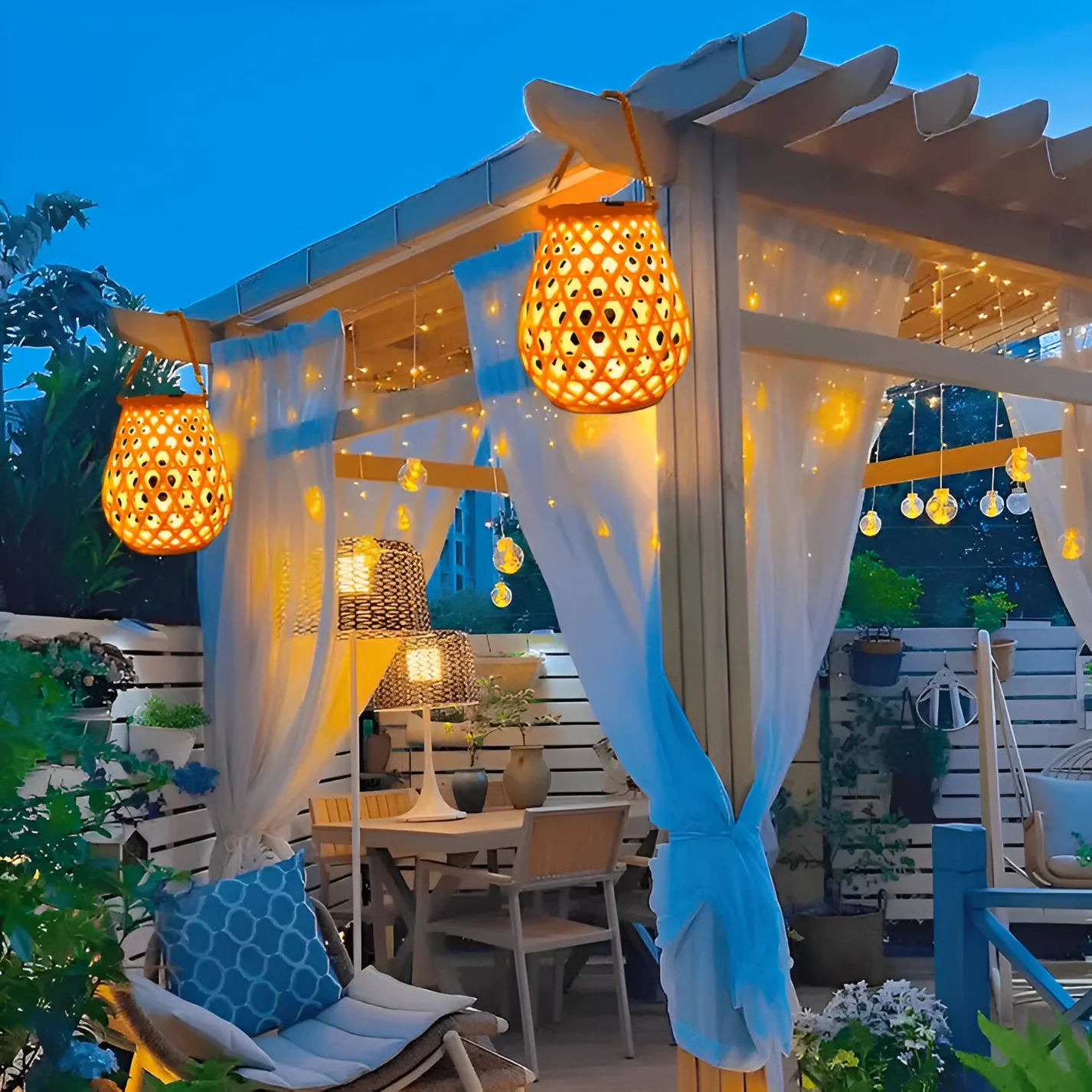 Bamboo Plastic Textured Finish Tapered Shape Table Lamp