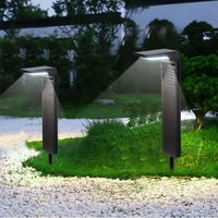 Set Of 2 Bamboo Solar LED Woven Textured Finish Tapered Shape Outdoor Lamp