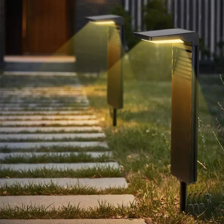 Set Of 2 Bamboo Solar LED Woven Textured Finish Tapered Shape Outdoor Lamp