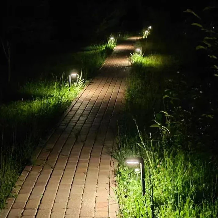 Set Of 2 Bamboo Solar LED Woven Textured Finish Tapered Shape Outdoor Lamp