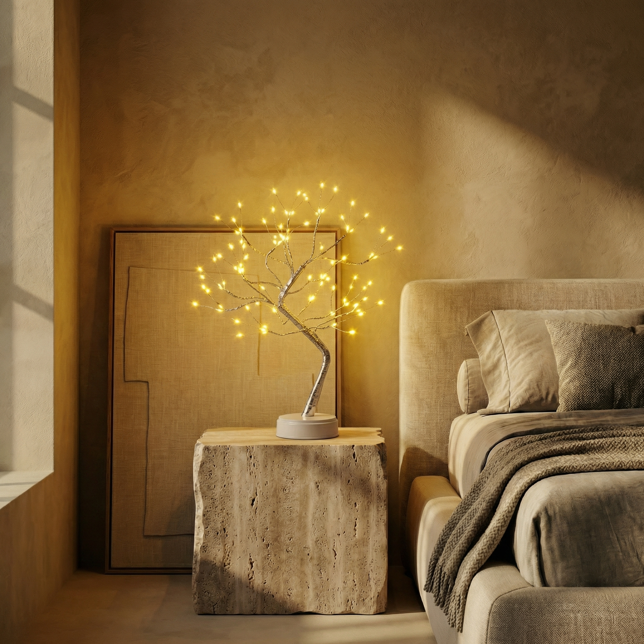 Metal Tapered Shape 108 LED Battery Operated, Warm White Table Lamp