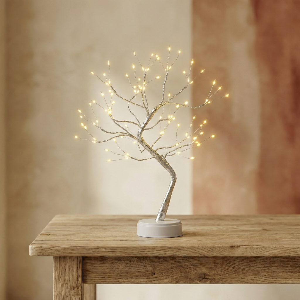 Metal Tapered Shape 108 LED Battery Operated, Warm White Table Lamp