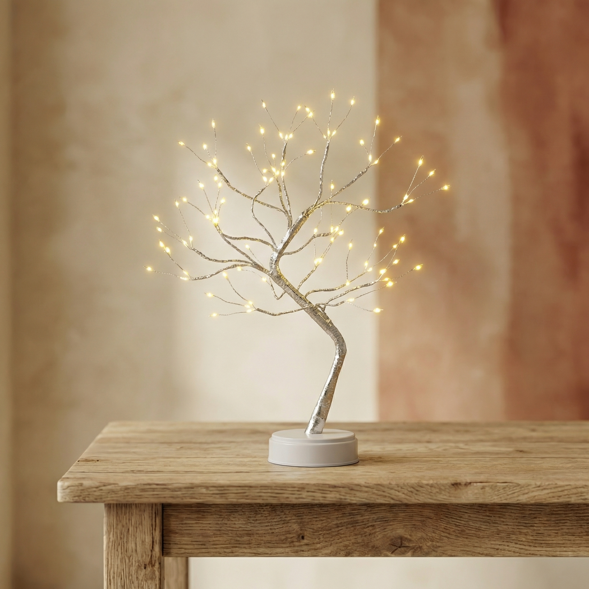 Metal Tapered Shape 108 LED Battery Operated, Warm White Table Lamp