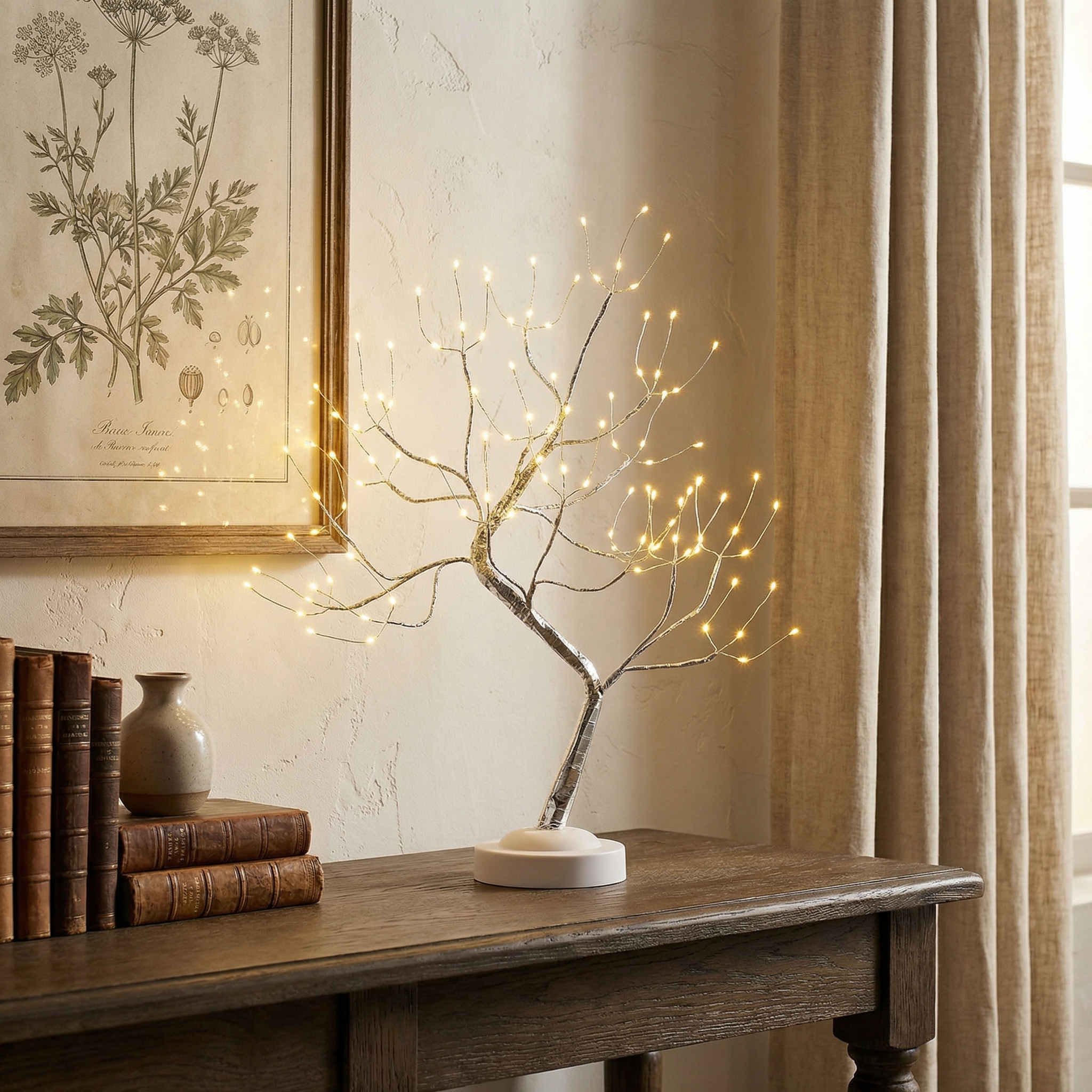 Metal Tapered Shape 108 LED Battery Operated, Warm White Table Lamp