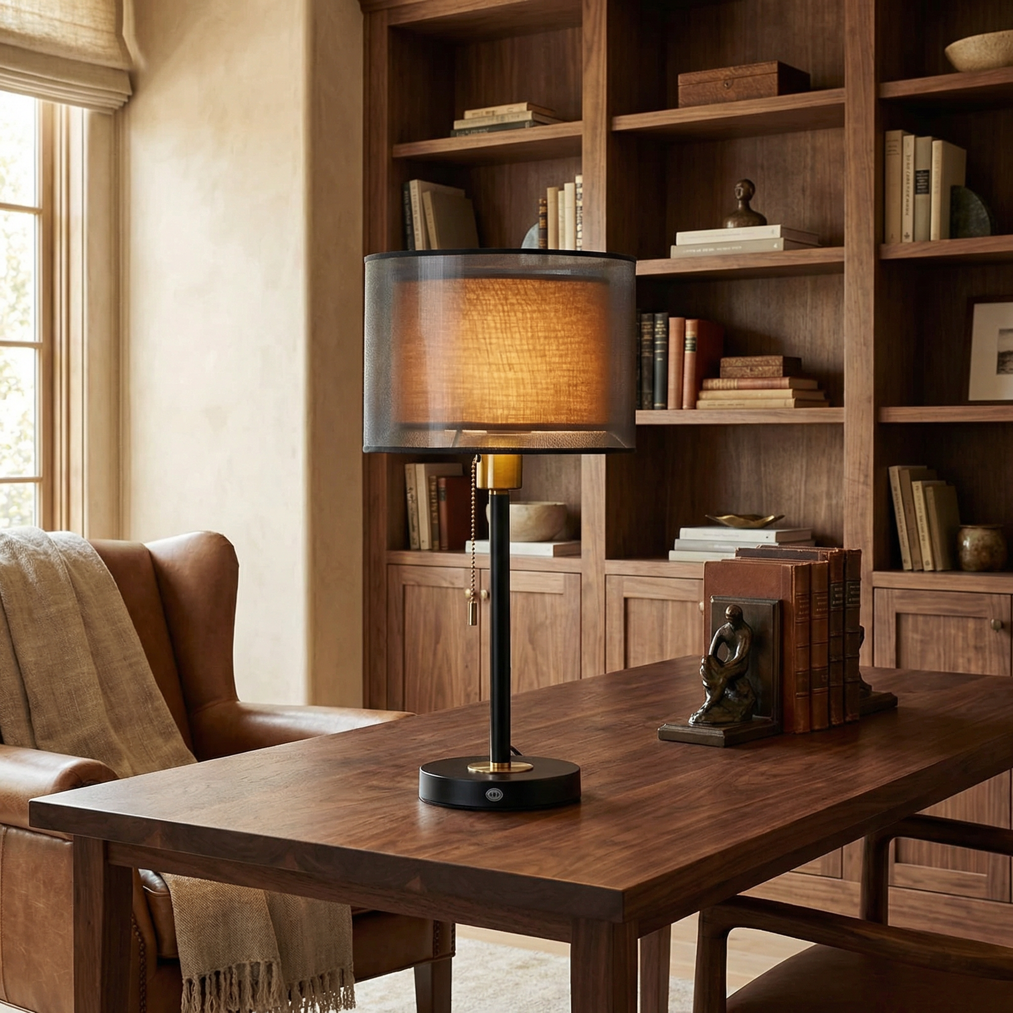 Metal Linen Shade Table Lamp