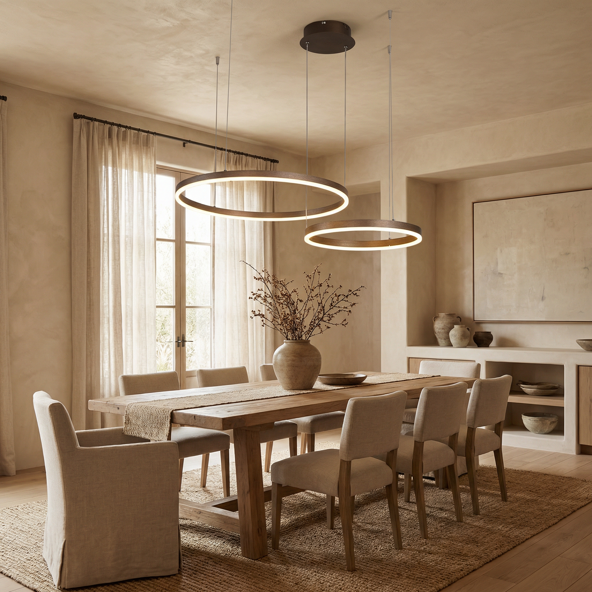 Aluminum Minimalist Circular Rings Textured Finish Ceiling Lamp