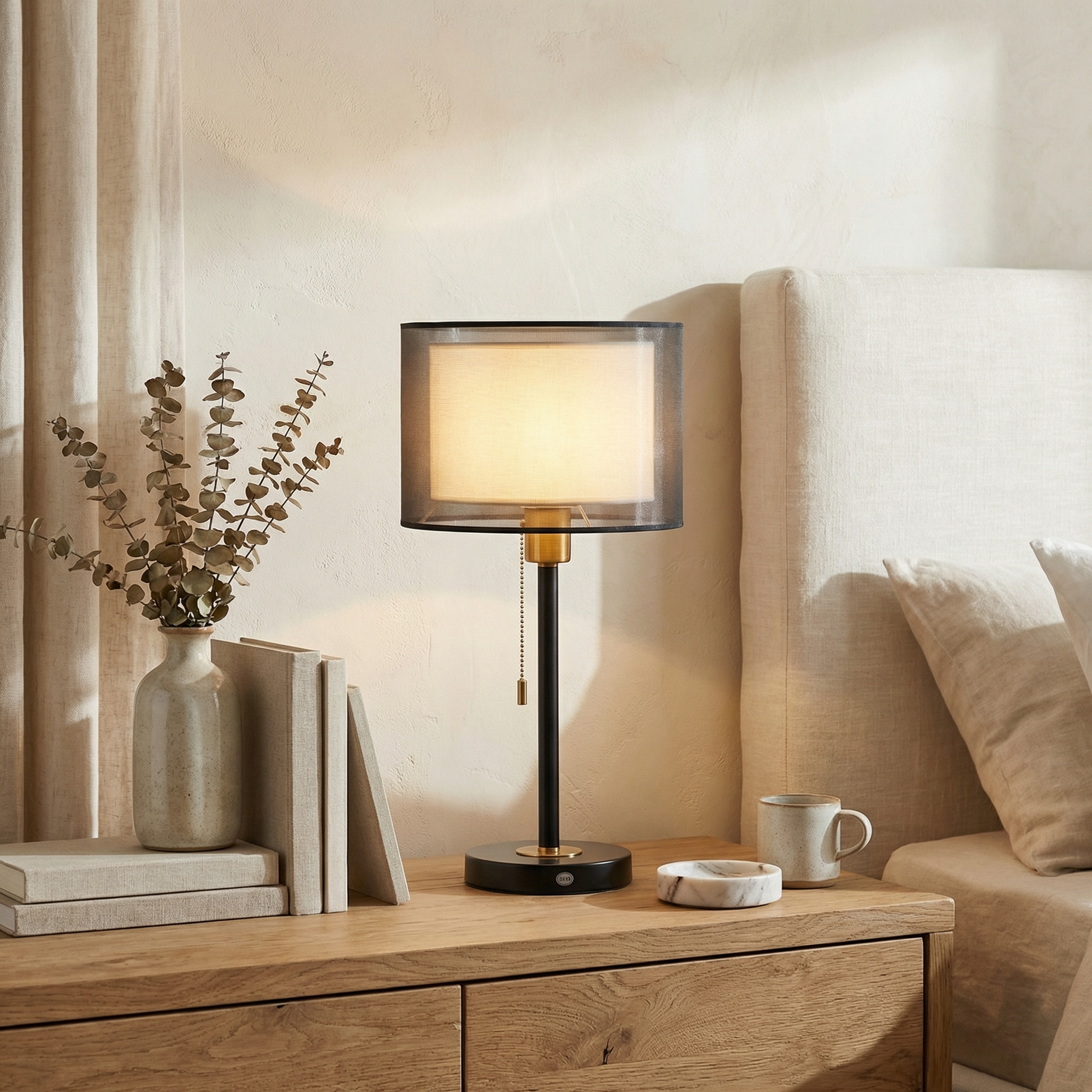 Metal Linen Shade Table Lamp