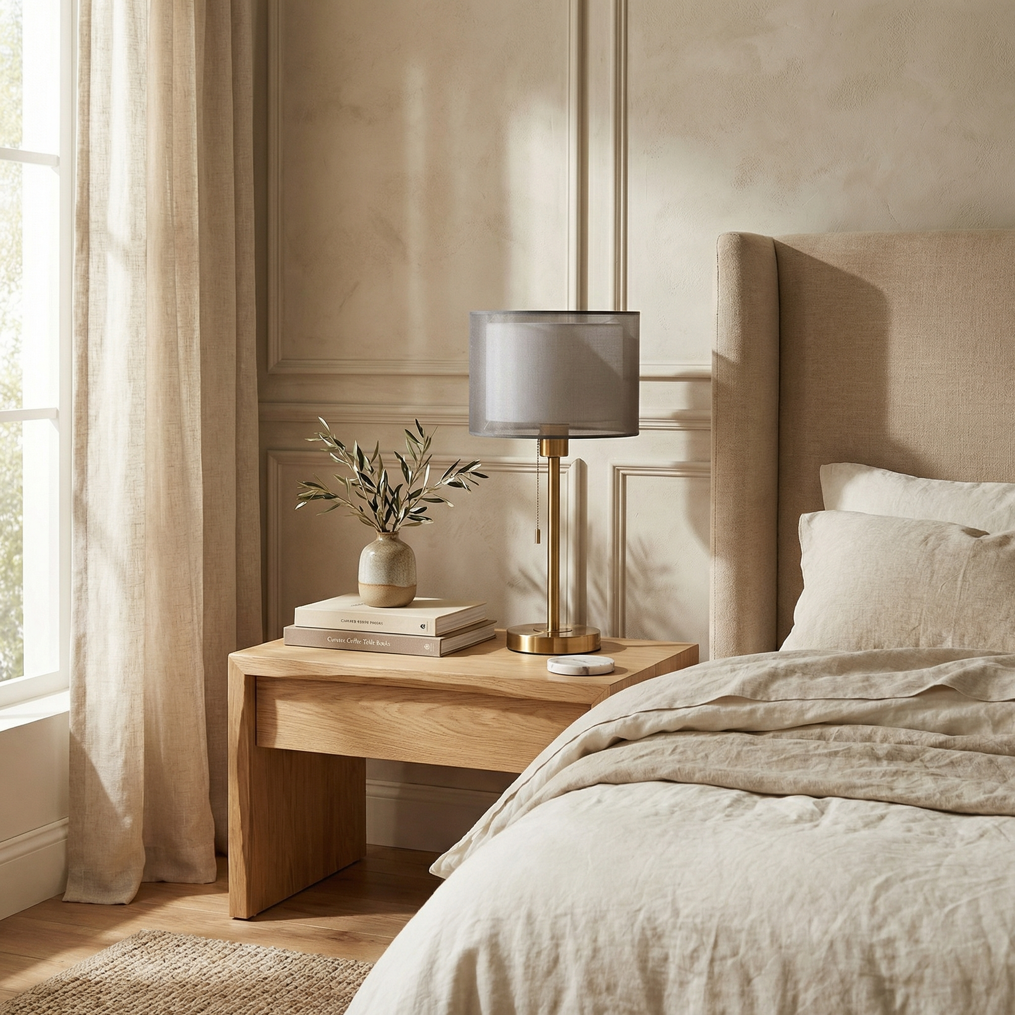 Metal Linen Shade Table Lamp