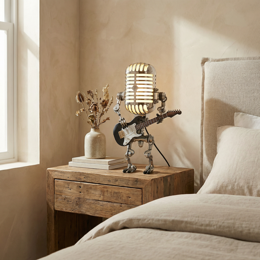 Textured Finish Robot Iron Table Lamp