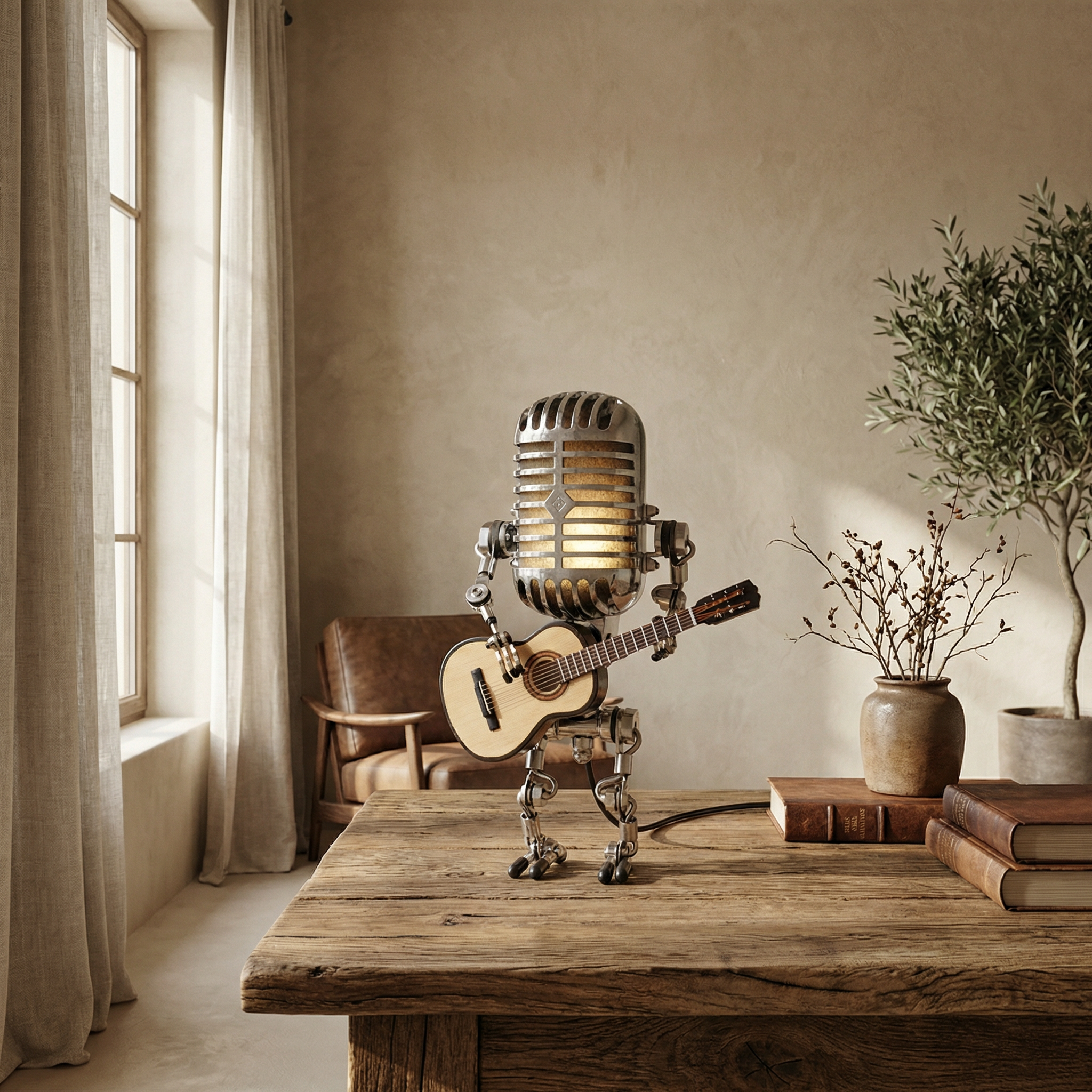 Textured Finish Robot Iron Table Lamp