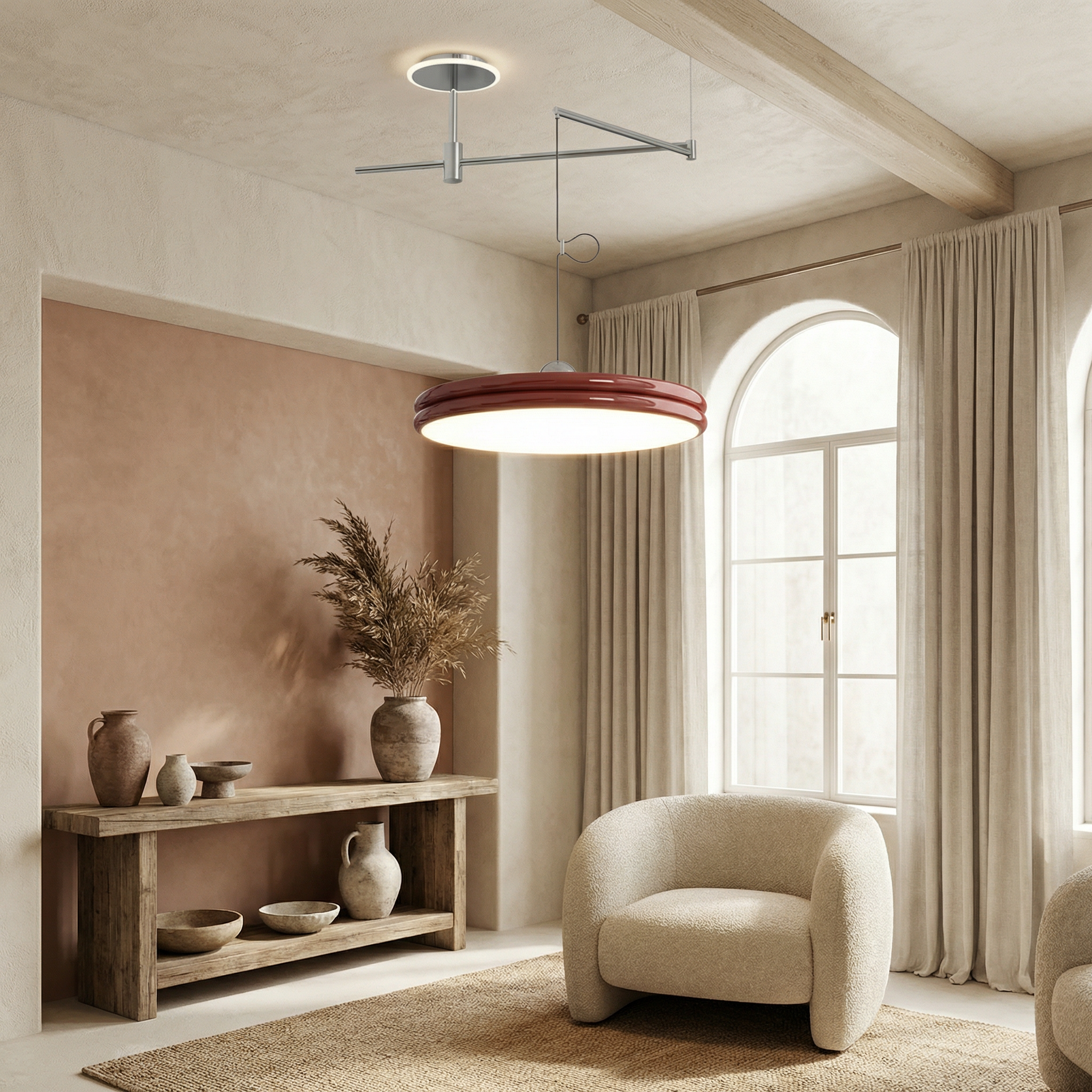 Metal Round Shade Rotating Arms Pendant Lamp